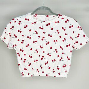 BCG Girls Cherries Tee Shirt Kids Size Small 7, Smocked Top with Elastic Waist